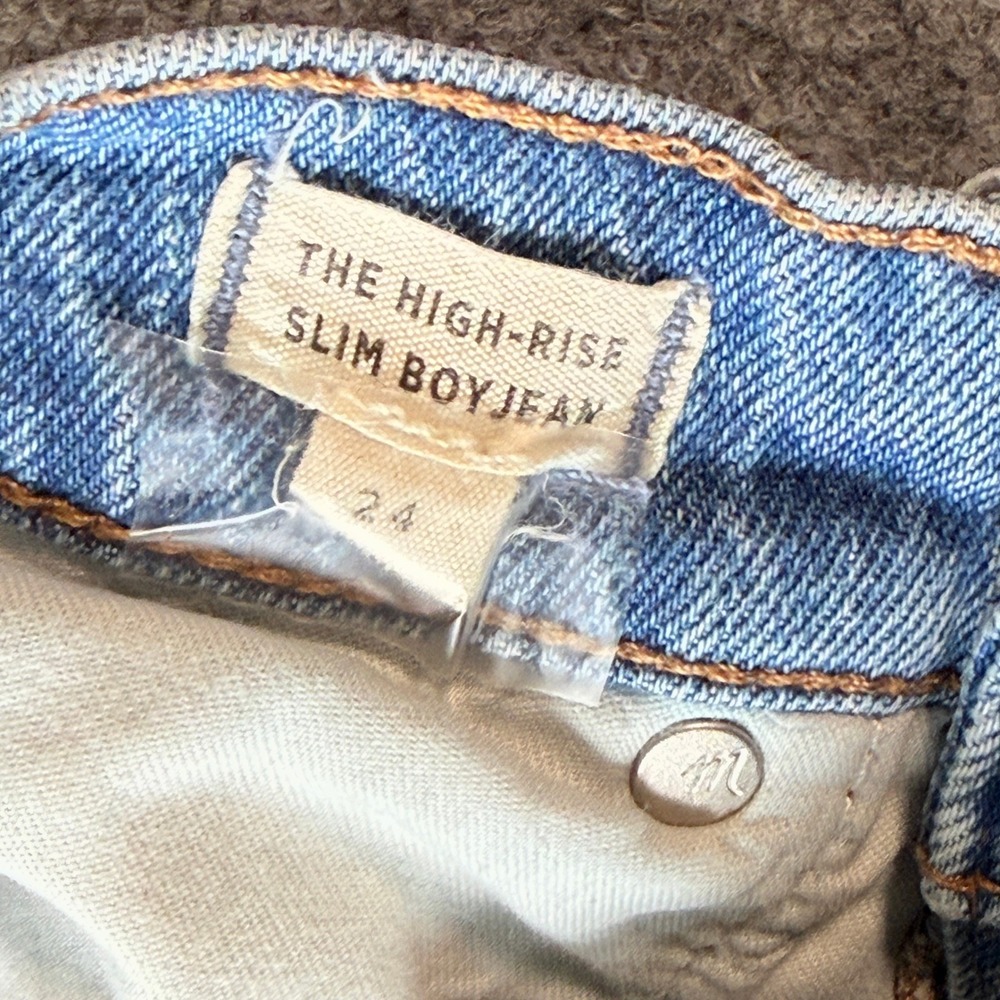 Madewell The High-Rise Slim Boyjean Light Wash Denim Size 24 - Picture 4 of 10